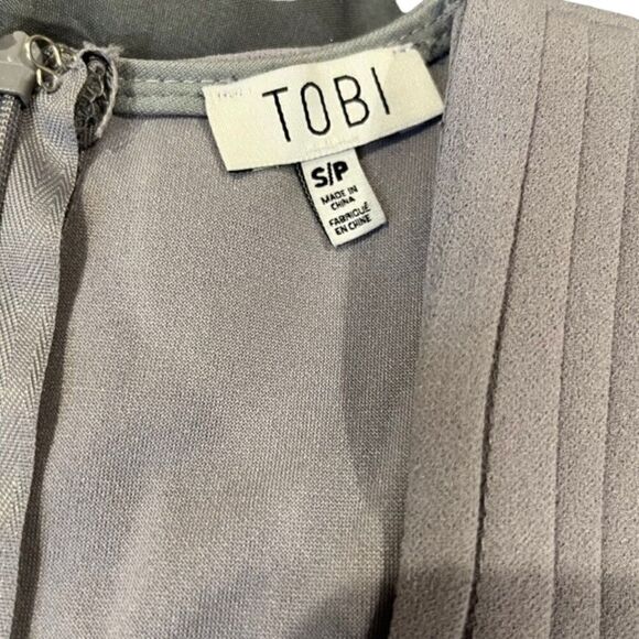 Tobi Ava Lilac Grey Bodycon Long Sleeved Split Hem Deep Plunge Dress Size Small - Picture 5 of 10